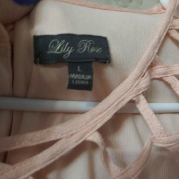 Lily Rose peach criss cross neckline flowy dress L - Picture 6 of 7